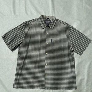 Abercrombie & Fitch Short Sleeve Shirt Men’s Button Up Green Plaid Cotton Large